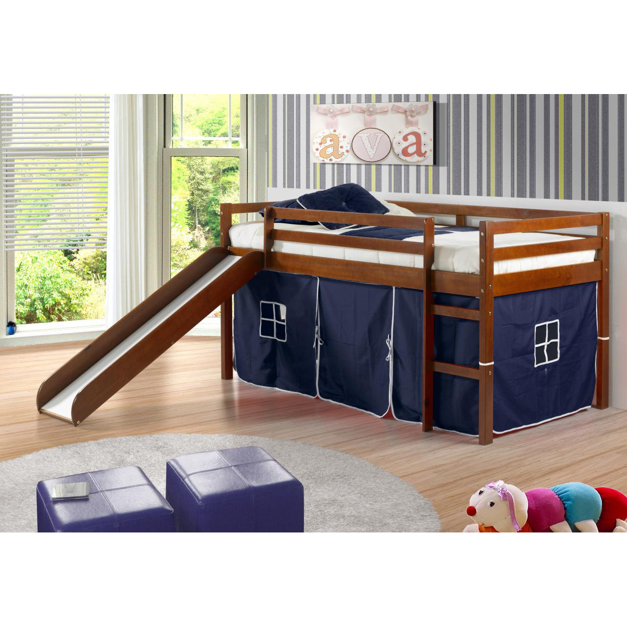 Donco Kids Tent Twin Low Loft Bed with Slide & Reviews Wayfair